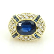 Vintage 4.0ct Natural Sapphire & 2.5ct Diamond 18K Yellow Gold Ring ED 38-12-47