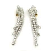 Vintage 17.50ct Diamond Platinum & 18K Yellow Gold Dangling Drop Earrings SM 49-01-DE