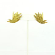 Vintage French 18K Yellow Gold Leaf Shape Handmade Earrings ED 39-03-47