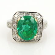 Estate 2.49ct Colombian Emerald & 1.05ct Diamond 18K White Gold Ring RO 15-01-47
