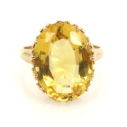 Antique 8.0ct Natural Citrine & 10K Yellow Gold Solitaire Ring JW 81-04-47