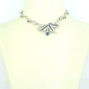 Vintage 11.50ct Diamond & 5.0ct Natural Sapphire 14K White Gold Necklace ED 42-08-47