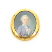 Antique Noble Painted Porcelain 14K Yellow Gold Brooch Pin AN 263-05-MS