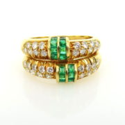 Vintage Damiani 0.90ct Diamond & 0.60ct Colombian Emerald 18K Yellow Gold Ring AN 263-06-MS