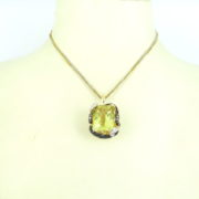 Estate 40.0ct Lemon Drop Quartz & 2.50ct Diamond Ruby Sapphire 14K Gold Necklace AN 263-10-MS