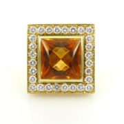 Vintage Pasquale Bruni 4.50ct Diamond & 25.0ct Citrine 18K Yellow Gold Ring AN 263-12-MS
