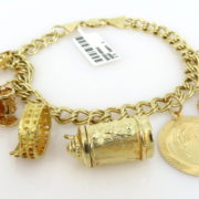 1960’s Italian American 14K Yellow Gold Dangling Charm Bracelet WN 58-03-MS