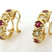 Vintage 0.24ct Diamond & 0.48ct Ruby 14K Yellow Gold XOXO Earrings WN 58-06-MS