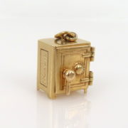 Rare 1948 14K Yellow Gold Mechanical Miniature Safe Charm Pendant BC 56-02-MS
