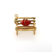 Vintage Red Enamel Hearts on a Bench & 14K Yellow Gold Charm Pendant BC 56-03-MS