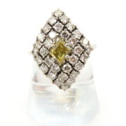 Vintage 2.0ct White & 0.50ct Yellow Diamond 18K White Gold Ring AN261-07-MS