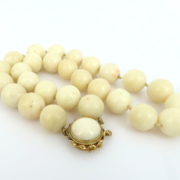 Vintage 13.5mm Natural Untreated White Coral 14K Yellow Gold Necklace ED 41-02-MS