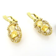 Estate Judith Ripka 0.40ct Diamond & 2.44ct Yellow Quartz 18K Yellow Gold Earrings WN 60-01-MS