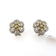 Estate 1.20ct Vivid Yellow Sapphire 0.60ct Diamond 18K Gold Flower Earrings WN 60-03-MS