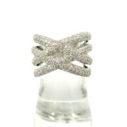 Rare Hans D. Krieger 1.32ct Diamond 18K White Gold Criss Cross Ring WN 60-16-MS