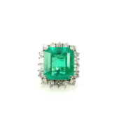 GIA 12.09ct Natural Colombian Emerald & 2.40ct Diamond Platinum Ring WN 60-18-MS
