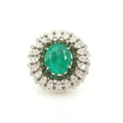 Vintage 3.50ct Diamond & 7.12ct Colombian Emerald 18K Gold Cocktail Ring WN 60-19-MS