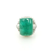 Vintage 17.83ct Emerald & 0.83ct Diamond Platinum Ballerina Ring WN 60-20-MS