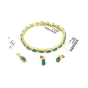 Vintage 5.25ct Emerald & 0.50ct Diamond 14K Gold Bracelet Earrings Pendant Set WN 60-25-MS